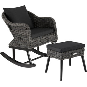 Garden chair Rovigo with footstool - grey