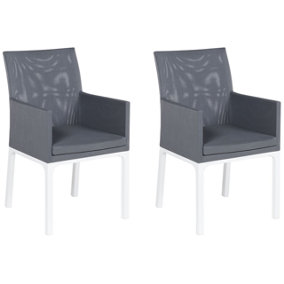 Garden Chair Set of 2 Fabric Dark Grey BACOLI