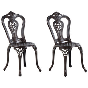 Garden Chair Set of 2 Metal Dark Brown BOVINO