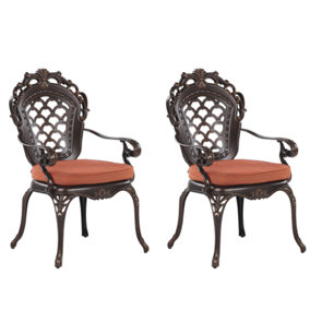 Garden Chair Set of 2 Metal Dark Brown LIZZANO