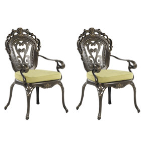 Garden Chair Set of 2 Metal Dark Brown SAPRI