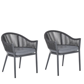 Garden Chair Set of 2 Metal Grey MILETO
