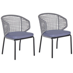 Garden Chair Set of 2 Metal Grey PALMI