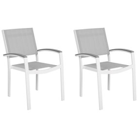 Garden Chair Set of 2 Metal Grey PERETA