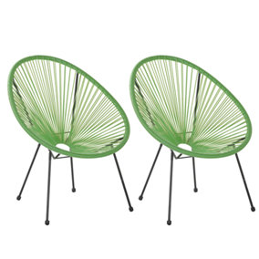 Garden Chair Set of 2 PE Rattan Green ACAPULCO II