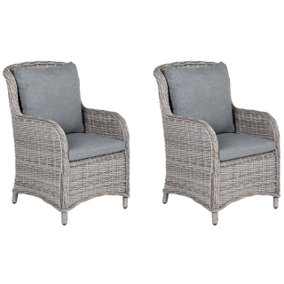 Garden Chair Set of 2 PE Rattan Grey CASCAIS