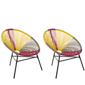Garden Chair Set of 2 PE Rattan Yellow ACAPULCO