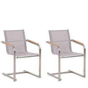 Garden Chair Set of 2 Stainless Steel Beige COSOLETO