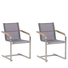 Garden Chair Set of 2 Stainless Steel Grey COSOLETO