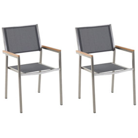 Garden Chair Set of 2 Stainless Steel Grey GROSSETO