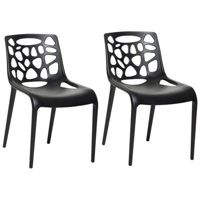 Garden Chair Set of 2 Synthetic Material Black MORGAN