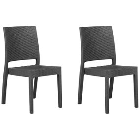 Garden Chair Set of 2 Synthetic Material Graphite Grey FOSSANO