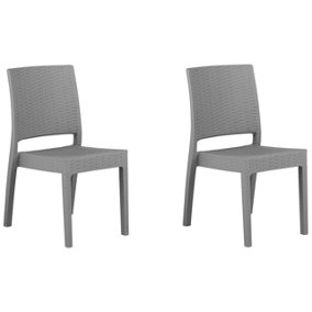 Garden Chair Set of 2 Synthetic Material Light Grey FOSSANO