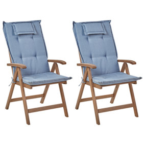 Garden Chair Set of 2 Wood Blue AMANTEA