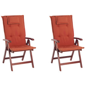 Garden Chair Set of 2 Wood Dark Red TOSCANA