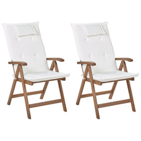 Garden Chair Set of 2 Wood Off-White AMANTEA