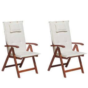 Garden Chair Set of 2 Wood Off-White TOSCANA