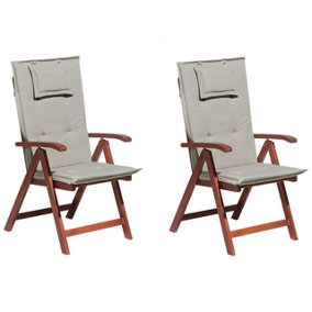 Garden Chair Set of 2 Wood Taupe TOSCANA