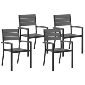 Garden Chair Set of 4 Engineered Wood Grey PRATO