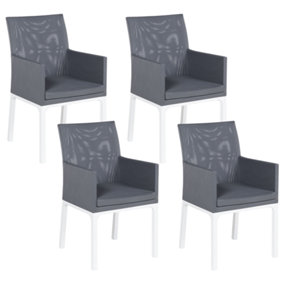 Garden Chair Set of 4 Fabric Dark Grey BACOLI