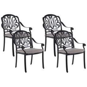 Garden Chair Set of 4 Metal Black ANCONA