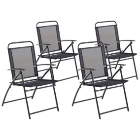 Garden Chair Set of 4 Metal Black LIVO