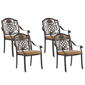 Garden Chair Set of 4 Metal Dark Brown SALENTO