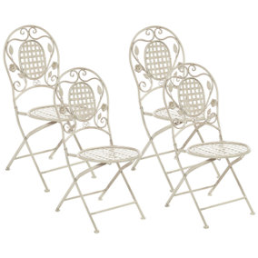 Garden Chair Set of 4 Metal Off-White BIVIO