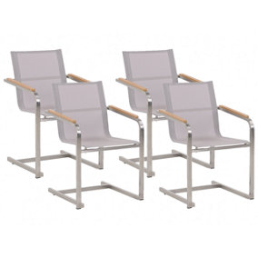 Garden Chair Set of 4 Stainless Steel Beige COSOLETO