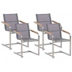 Garden Chair Set of 4 Stainless Steel Grey COSOLETO