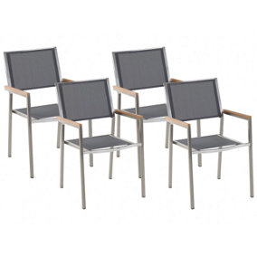 Garden Chair Set of 4 Stainless Steel Grey GROSSETO