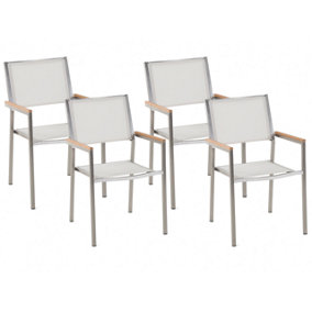Garden Chair Set of 4 Stainless Steel White GROSSETO