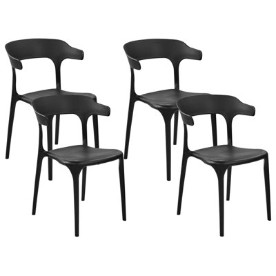 Garden Chair Set of 4 Synthetic Material Black GUBBIO