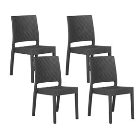 Garden Chair Set of 4 Synthetic Material Graphite Grey FOSSANO
