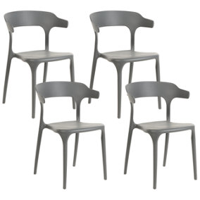Garden Chair Set of 4 Synthetic Material Grey GUBBIO