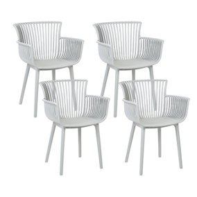 Garden Chair Set of 4 Synthetic Material Light Grey PESARO
