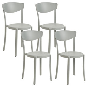 Garden Chair Set of 4 Synthetic Material Light Grey VIESTE