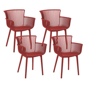 Garden Chair Set of 4 Synthetic Material Red PESARO