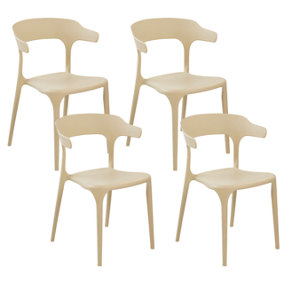 Garden Chair Set of 4 Synthetic Material Sand Beige GUBBIO