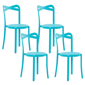 Garden Chair Set of 4 Synthetic Material Turquoise CAMOGLI