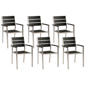 Garden Chair Set of 6 Engineered Wood Black-Silver VERNIO