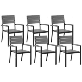 Garden Chair Set of 6 Engineered Wood Grey COMO