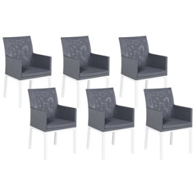 Garden Chair Set of 6 Fabric Dark Grey BACOLI