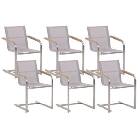 Garden Chair Set of 6 Stainless Steel Beige COSOLETO