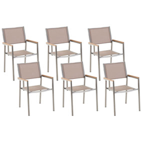 Garden Chair Set of 6 Stainless Steel Beige GROSSETO