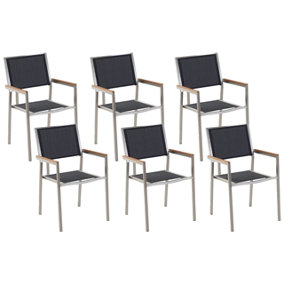 Garden Chair Set of 6 Stainless Steel Black GROSSETO