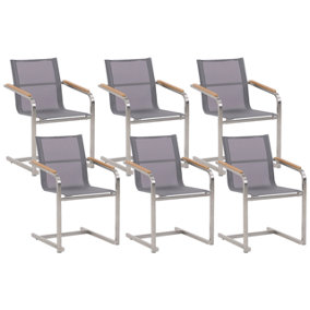 Garden Chair Set of 6 Stainless Steel Grey COSOLETO