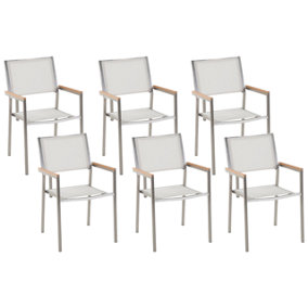 Garden Chair Set of 6 Stainless Steel White GROSSETO