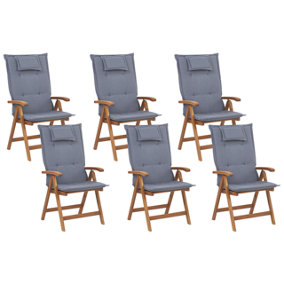Garden Chair Set of 6 Wood Blue JAVA