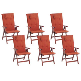 Garden Chair Set of 6 Wood Dark Red TOSCANA
